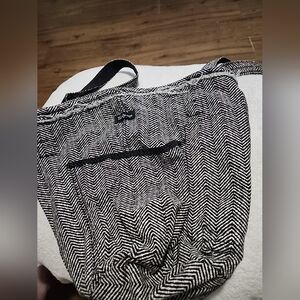 Thirty-One Retro Metro Black and White Herringbone tote bag